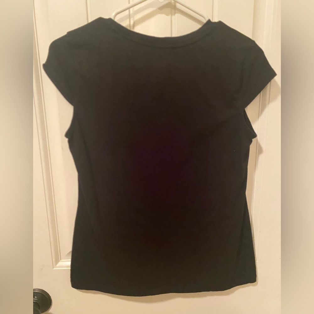 MK. Woman’s Black Shirt with Gold Rhinestones. - Picture 5 of 8